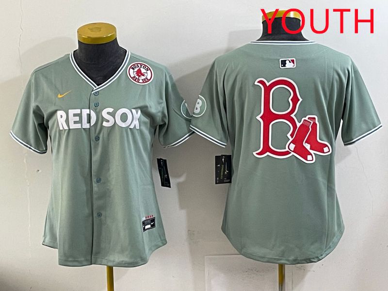 Youth 2025 Boston Red Sox Blank Light Green Joint Name Nike MLB Jersey style 7->youth mlb jersey->Youth Jersey